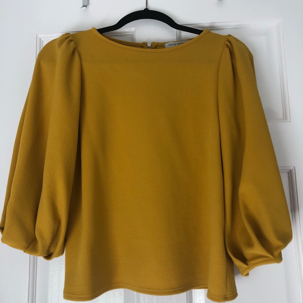 Mustard Green Envelope blouse (small)